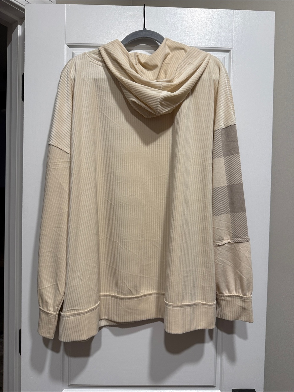 Cato Cream Ribbed Panel Hoodie - Picture 3 of 3